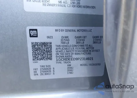 2023 Chevrolet Silverado 1500 4Wd Standard Bed Rst from USA, damaged, VIN 1GCRDEED9PZ314921